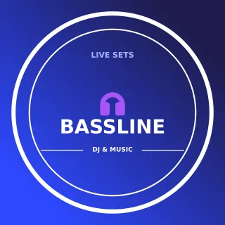 DJ Music Logo — editable blue branding template, logo / badge