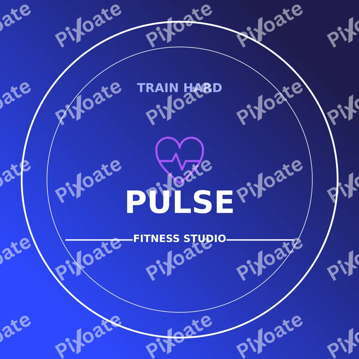 Fitness Studio Logo — editable blue branding template, logo / badge