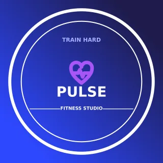 Fitness Studio Logo — editable blue branding template, logo / badge