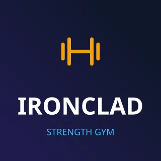 Gym Logo — editable blue branding template, logo / badge