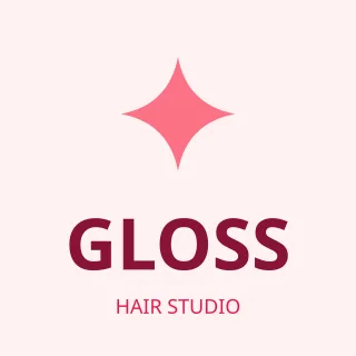 Hair Salon Logo — editable white branding template, logo / badge