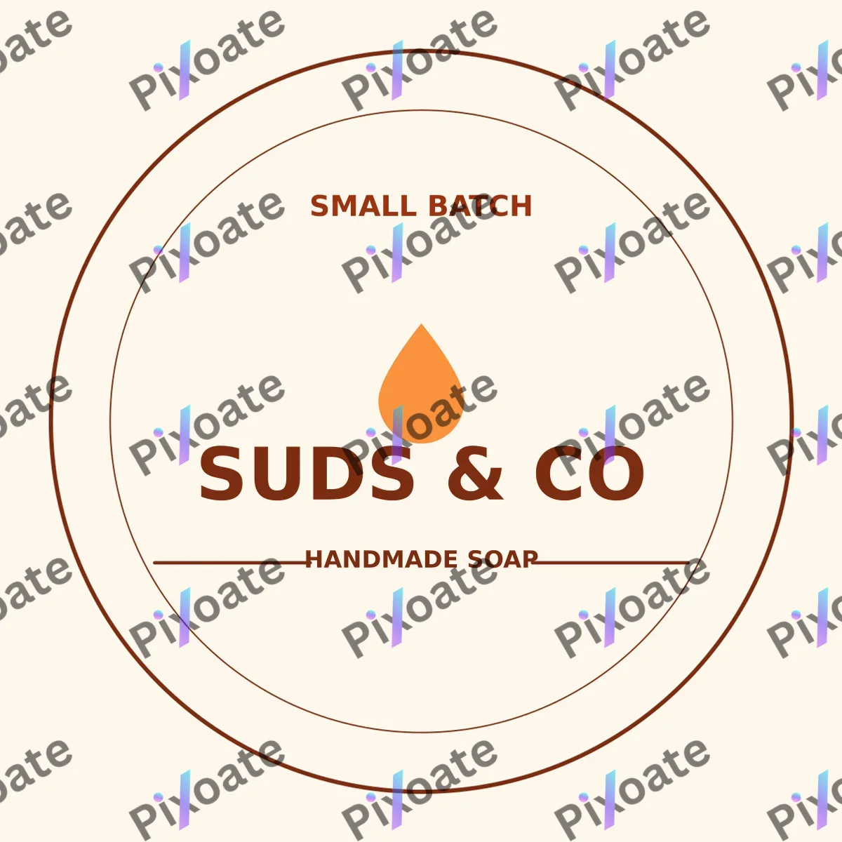 Handmade Soap Logo — editable white branding template, logo / badge