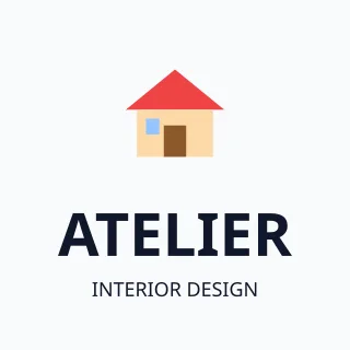 Interior Design Logo — editable white branding template, logo / badge