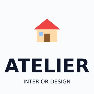 Interior Design Logo — editable white branding template, logo / badge