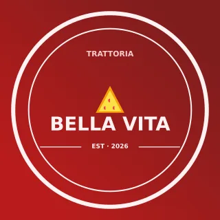 Italian Restaurant Logo — editable red branding template, logo / badge