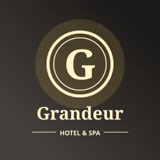 Monogram Hotel — editable black branding template, logo / badge
