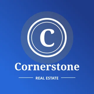 Monogram Realty — editable blue branding template, logo / badge
