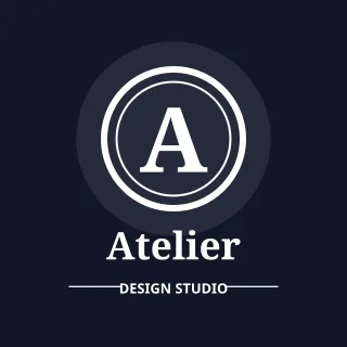 Monogram Studio — editable blue branding template, logo / badge