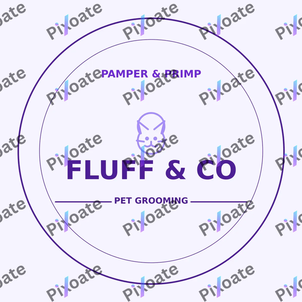 Pet Grooming Logo Pet Grooming Logo — editable white branding template, logo / badge