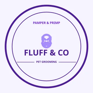 Pet Grooming Logo — editable white branding template, logo / badge