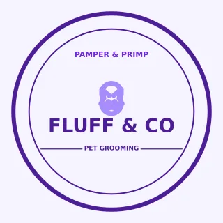 Pet Grooming Logo — editable white branding template, logo / badge
