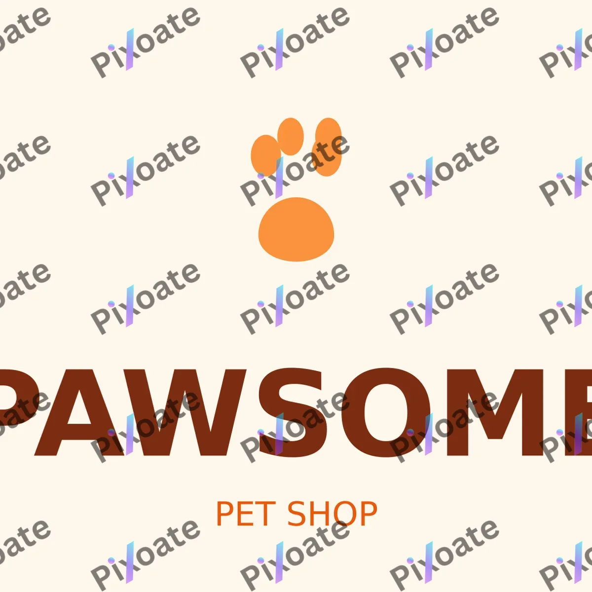 Pet Shop Logo — editable white branding template, logo / badge