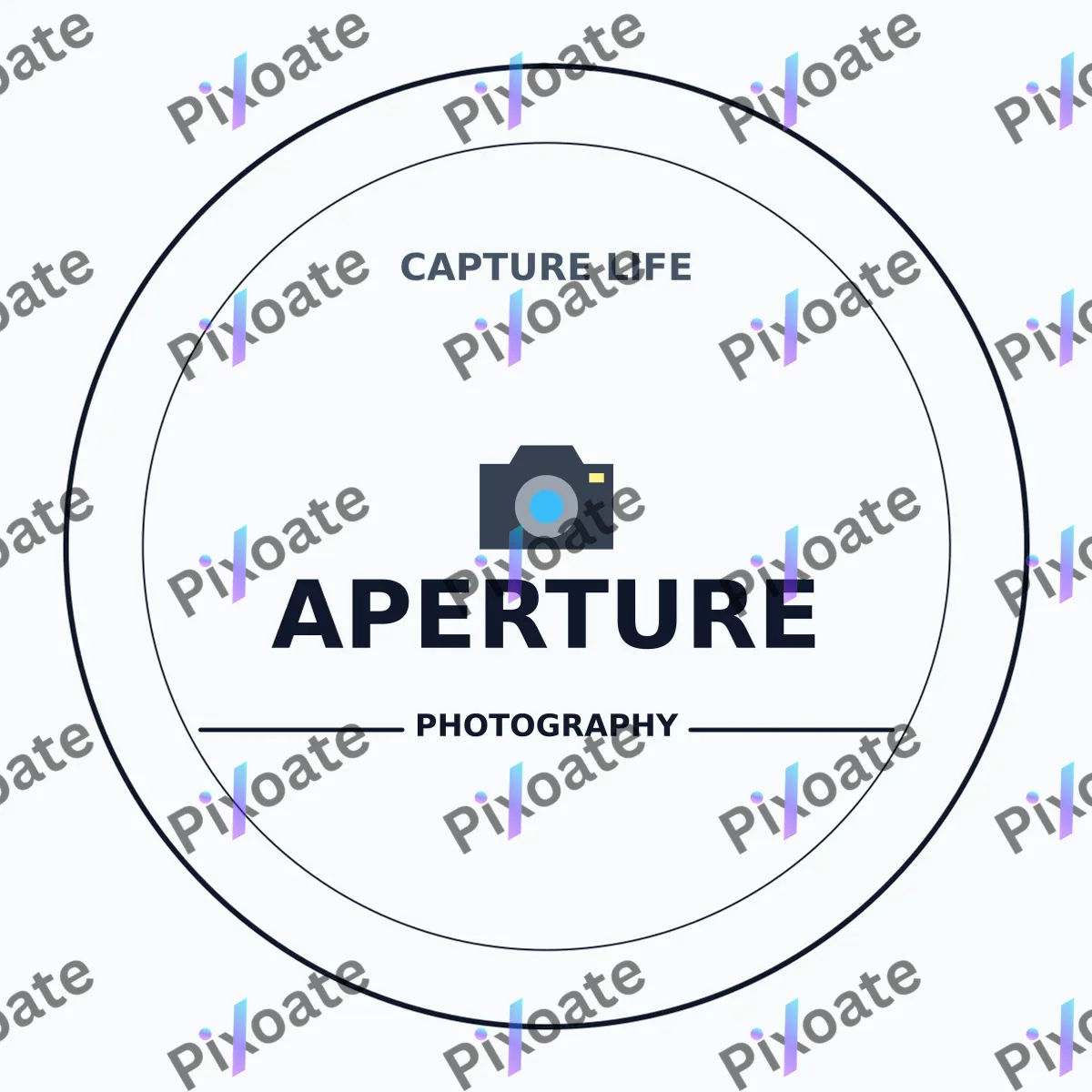 Photography Studio Logo — editable white branding template, logo / badge