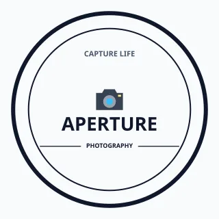 Photography Studio Logo — editable white branding template, logo / badge