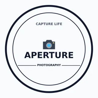 Photography Studio Logo — editable white branding template, logo / badge