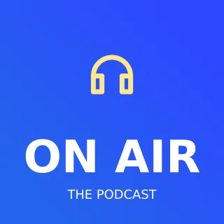 Podcast Show Logo — editable blue branding template, logo / badge