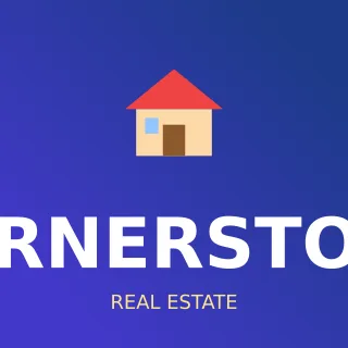 Real Estate Logo — editable blue branding template, logo / badge