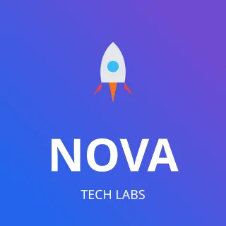 Tech Startup Logo — editable purple branding template, logo / badge