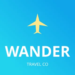 Travel Agency Logo — editable blue branding template, logo / badge