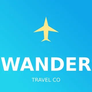 Travel Agency Logo — editable blue branding template, logo / badge
