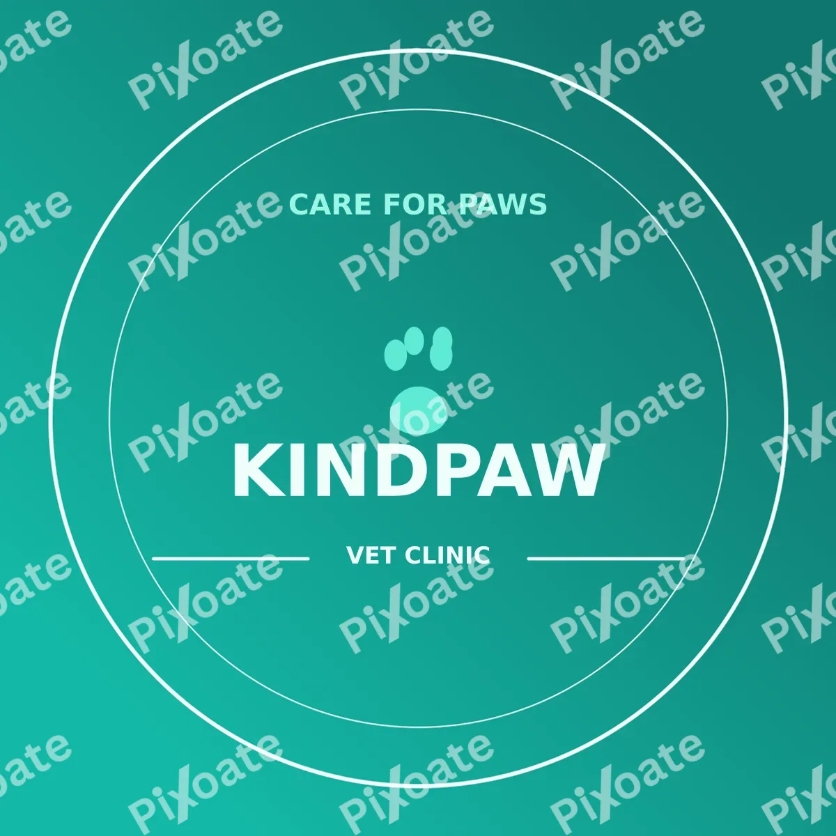 Vet Clinic Logo — editable teal branding template, logo / badge