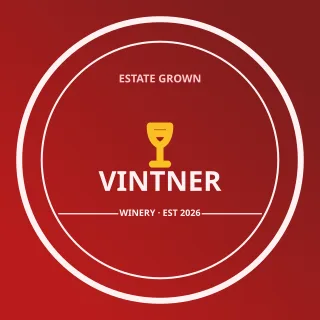 Winery Logo — editable red branding template, logo / badge