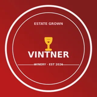 Winery Logo — editable red branding template, logo / badge