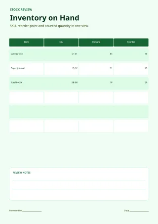 Inventory Tracker — Sage Office — editable white budget and tracker template, a4 print