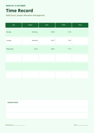 Weekly Timesheet — Sage Office — editable white budget and tracker template, a4 print