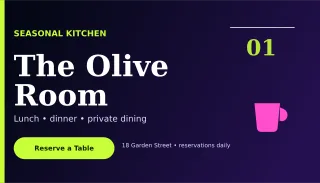 Editorial Restaurant Card Studio Card — editable black business card template, business card