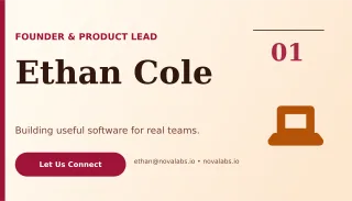 Editorial Tech Founder Card Studio Card — editable white business card template, business card
