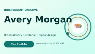 Orbit Graphic Designer Card Studio Card — editable white business card template, business card
