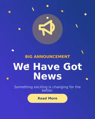 Announcement — editable blue business template, instagram portrait