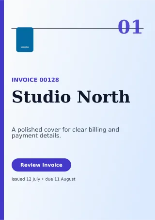 Editorial Modern Invoice Document — editable white business template, a4 print