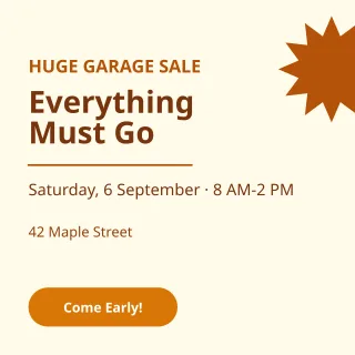 Garage Sale — editable white business template, instagram post