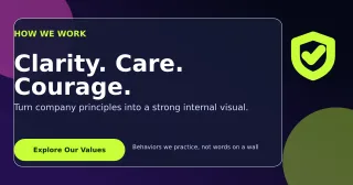 Glass Brand Values Announcement — editable black business template, link preview
