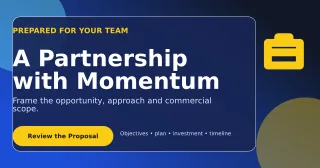 Glass Business Proposal Announcement — editable blue business template, link preview