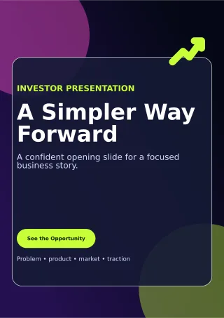 Glass Pitch Deck Document — editable black business template, a4 print