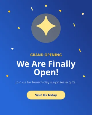 Grand Opening — editable blue business template, instagram portrait