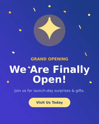 Grand Opening — editable blue business template, instagram portrait
