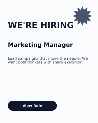 Job Opening — editable white business template, instagram portrait