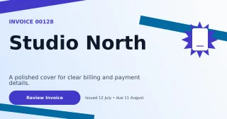 Kinetic Modern Invoice Announcement — editable white business template, link preview