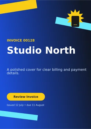 Kinetic Modern Invoice Document — editable blue business template, a4 print
