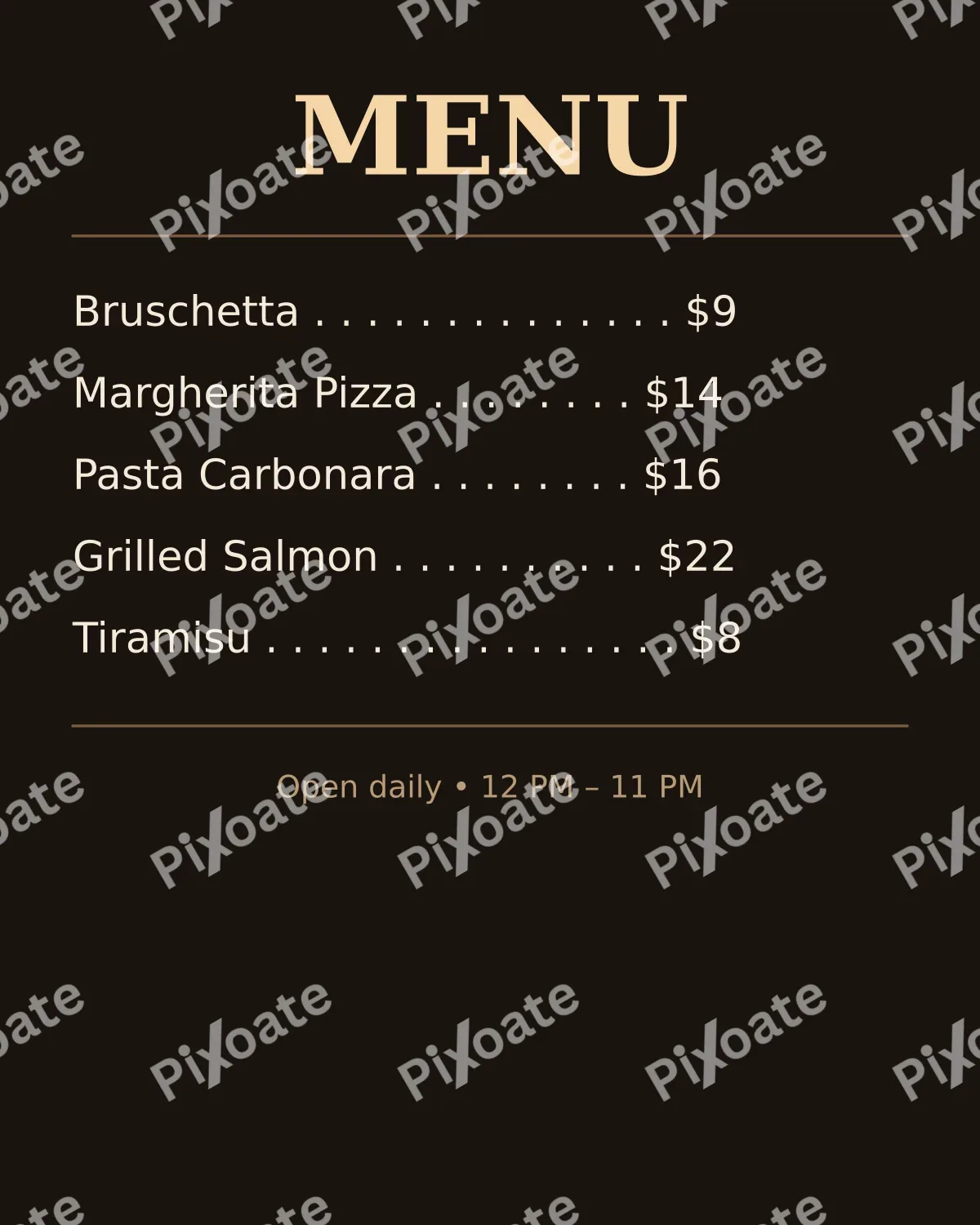 Menu Menu — editable black business template, instagram portrait