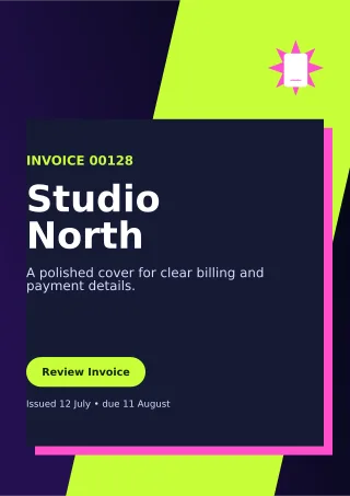 Neo Modern Invoice Document — editable black business template, a4 print