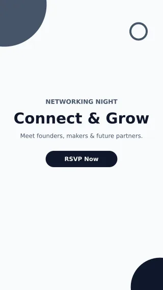 Networking Event — editable white business template, story / reel