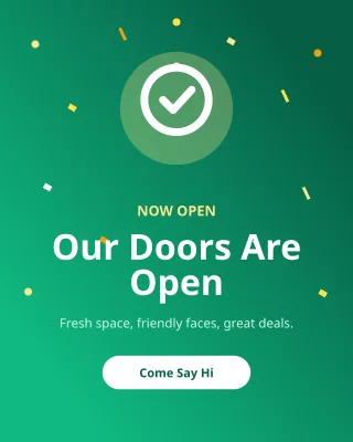 Now Open — editable green business template, instagram portrait