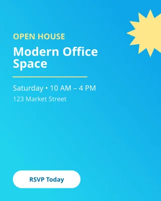 Open House — editable blue business template, instagram portrait