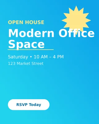 Open House — editable blue business template, instagram portrait