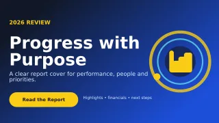Orbit Annual Report Presentation — editable blue business template, youtube thumbnail